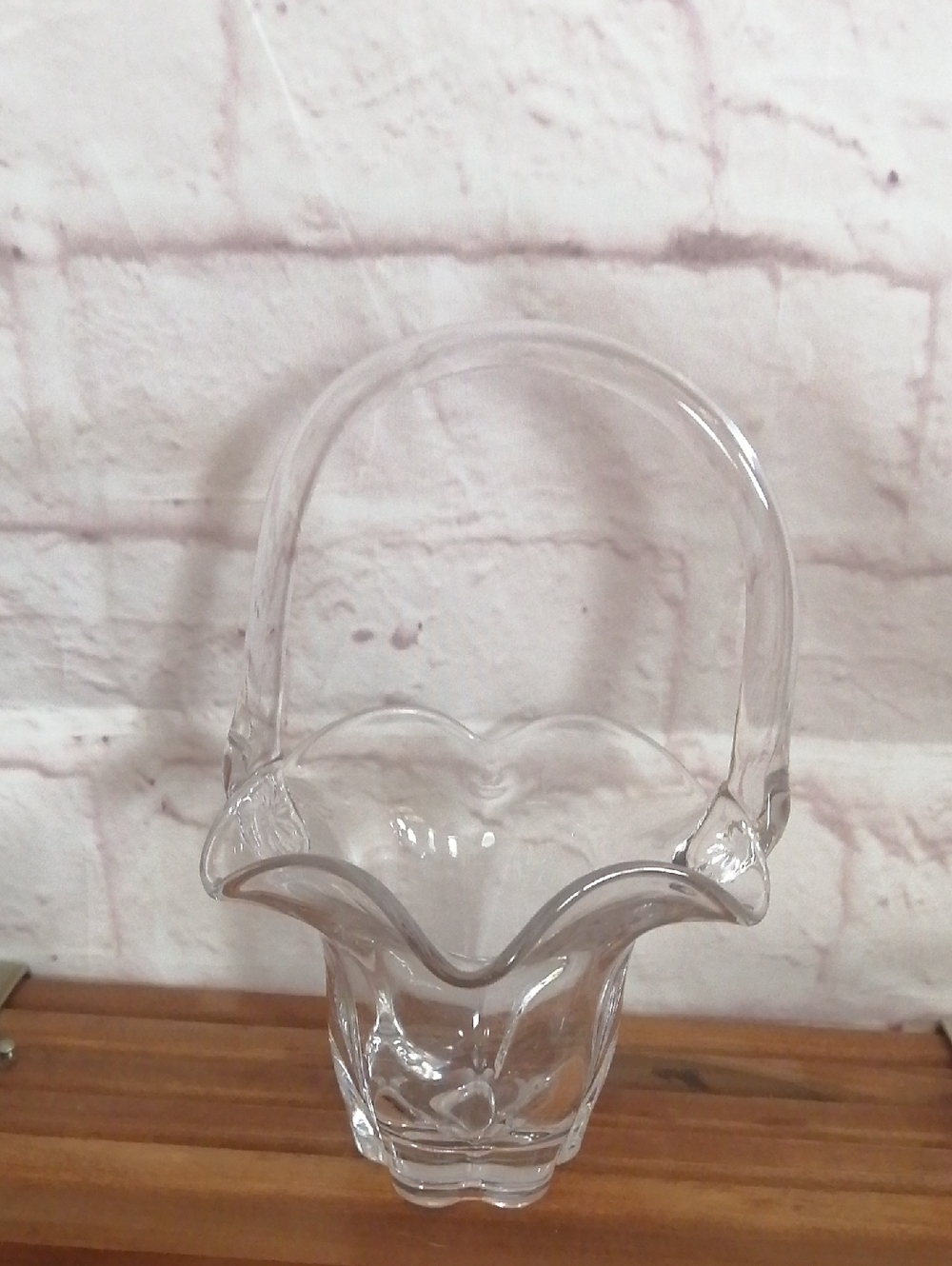 Clear Glass Basket Vase with Handle